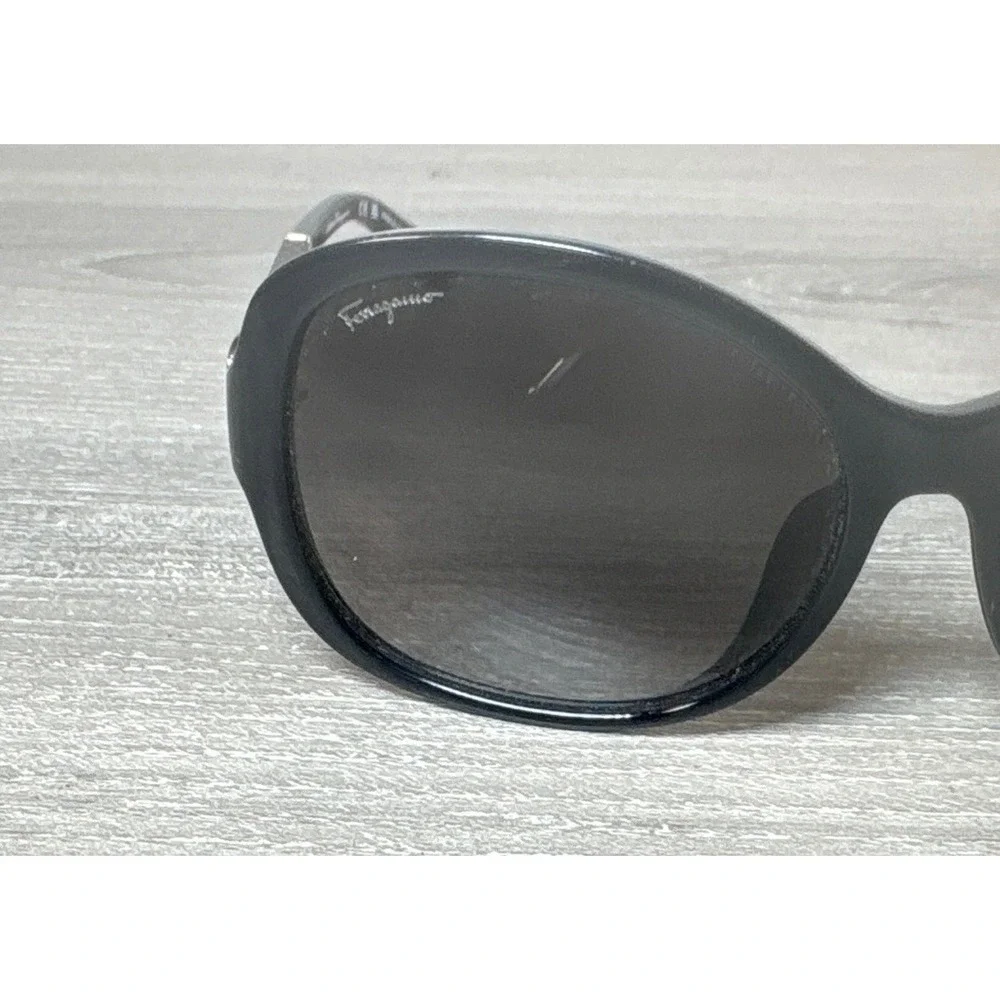 Salvatore Ferragamo SF744SLA 001 Black Oversized Gancini Sunglasses Italy 59mm